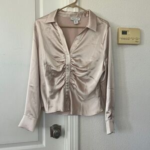 Rachel Zoe  Women's Satin Button Down Shirt - Cream